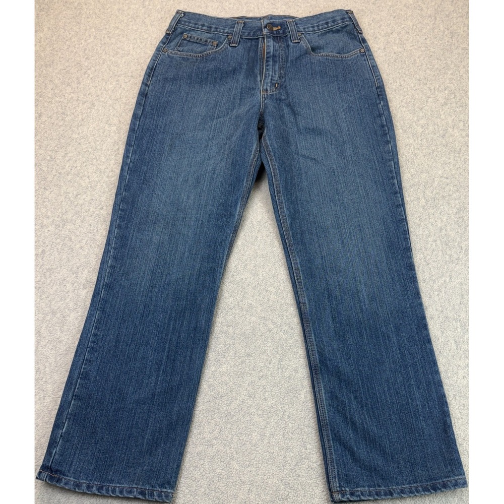 Carhartt 101483-980 Mens Straight Leg Jeans Blue Relaxed Denim Medium Wash 34x30